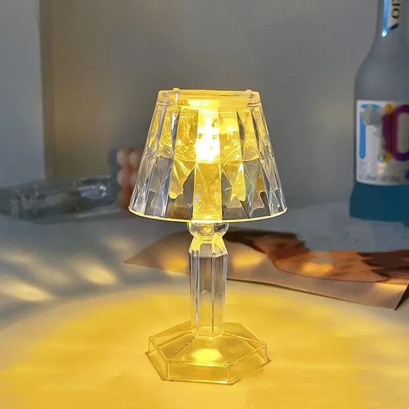 Mini Crystal LED Table Lamp Color Changing Rechargeable Night Light for Bedroom Decor