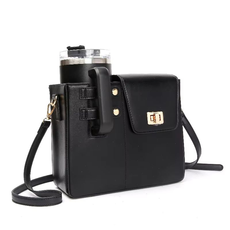 CarryEase Water Bottle Carrying Bag – Strap Style Stanley Tumbler Pouch & Coffee Cup Sleeve