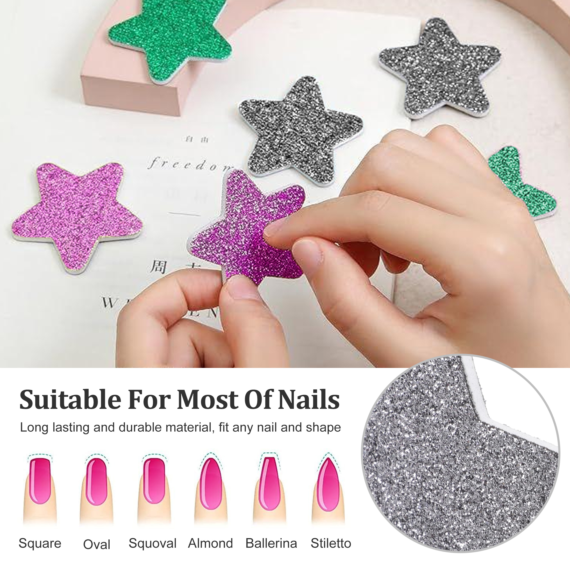 Christmas Nail File Set Pentacle Design, Nail Art Files Gel Polisher, Professional Pedicure Manicure Supplies