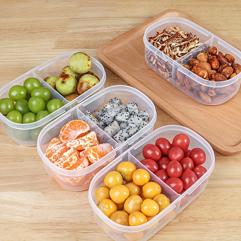 Reusable Dual Compartment Food Storage Container Plastic Sealed for Spices Lunch Herbs Kitchen Camping Office