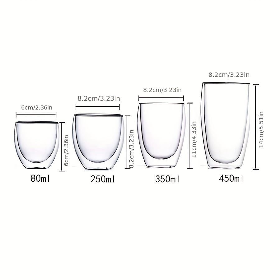 Premium Handmade Double Wall Glass Cups Insulated Transparent Tea, Espresso, Whisky, and Coffee Mugs