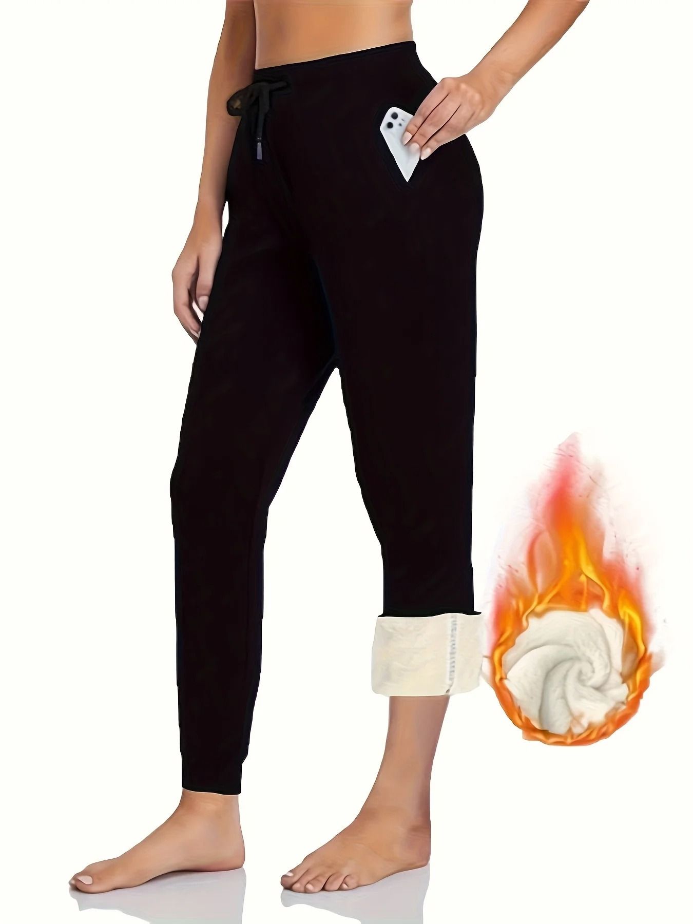 Women Sherpa Lined Sweatpants with Pockets