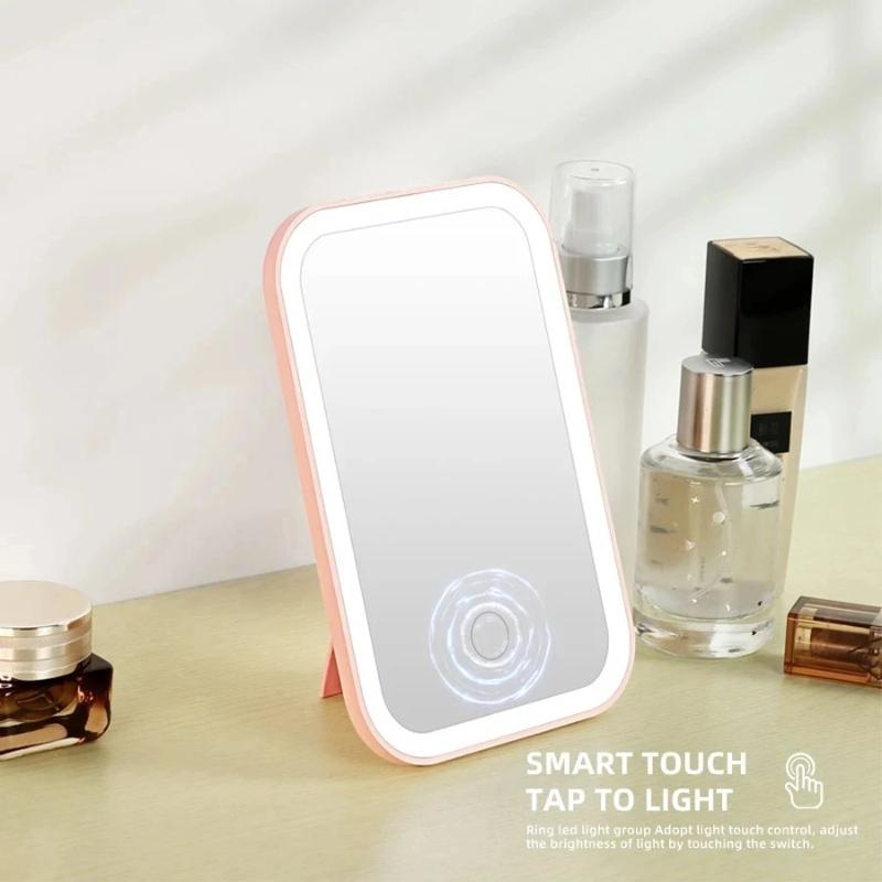 Rechargeable LED Makeup Mirror with Touch Screen & Light Modes Folding Vanity Mirror