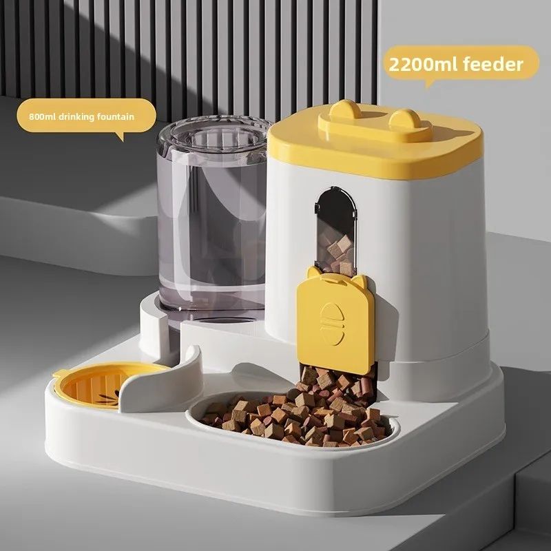 Automatic Dog Cat Feeder and Water Dispenser Set – Gravity Food Feeder and Waterer with Pet Food Bowl