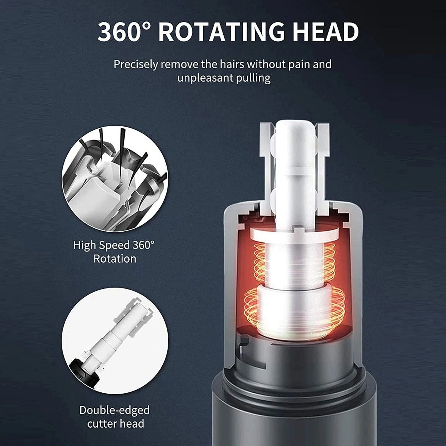Rechargeable 3 In 1 Nose Ear And Eyebrow Hair Trimmer With Beard And Sideburn Attachments
