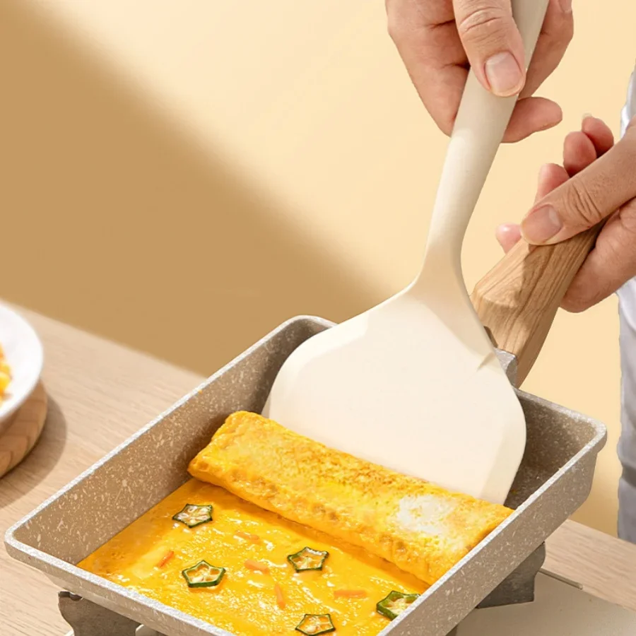 Silicone Heat Resistant Spatula, Non-Stick Kitchen Tool for Frying Pan, Sushi, Steak, Fish & Pancake Baking