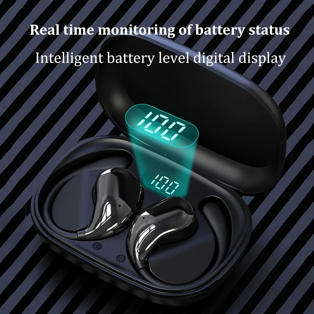Bluetooth 5.4 Ear Hook Wireless Headphones with LED Display Waterproof TWS Earbuds
