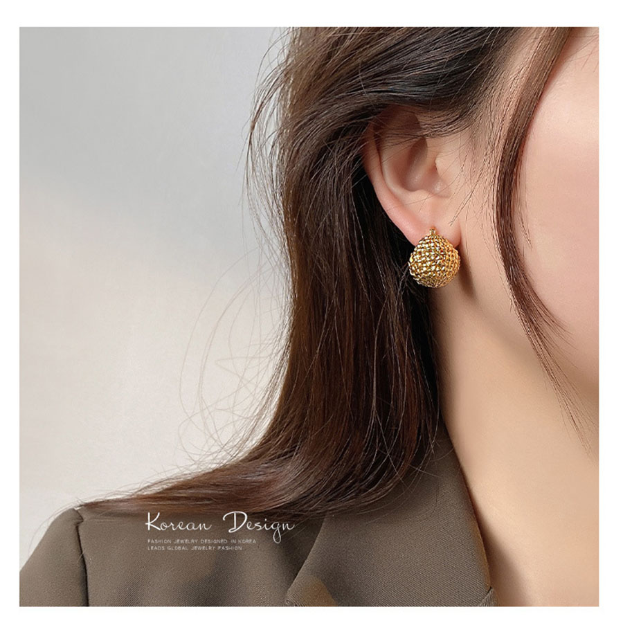 Simple Thick Round Ball Hoop Earrings, Gold Chunky Hoop Earrings, Lightweight Gold Earrings