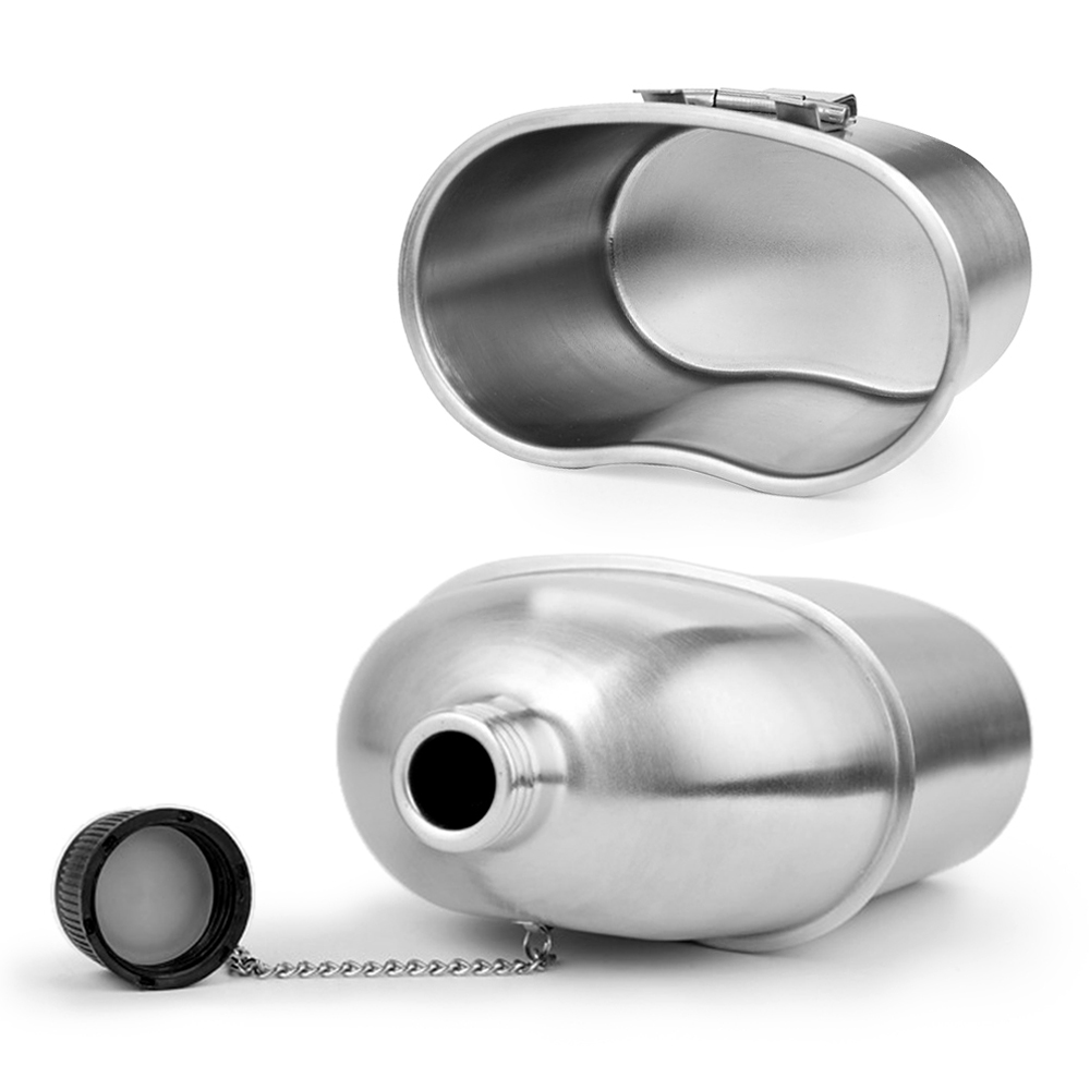 Stainless Steel Camping Canteen Cup Set Tactical Mess Kit with Cover for Hiking and Backpacking