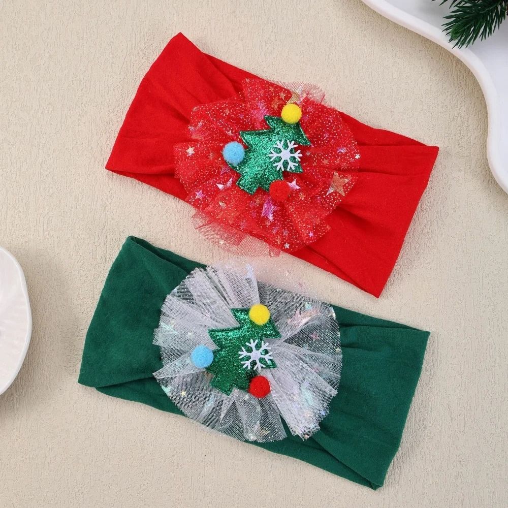 Baby Girls Nylon Christmas Headband Snowflake Tree Gauze Hairband