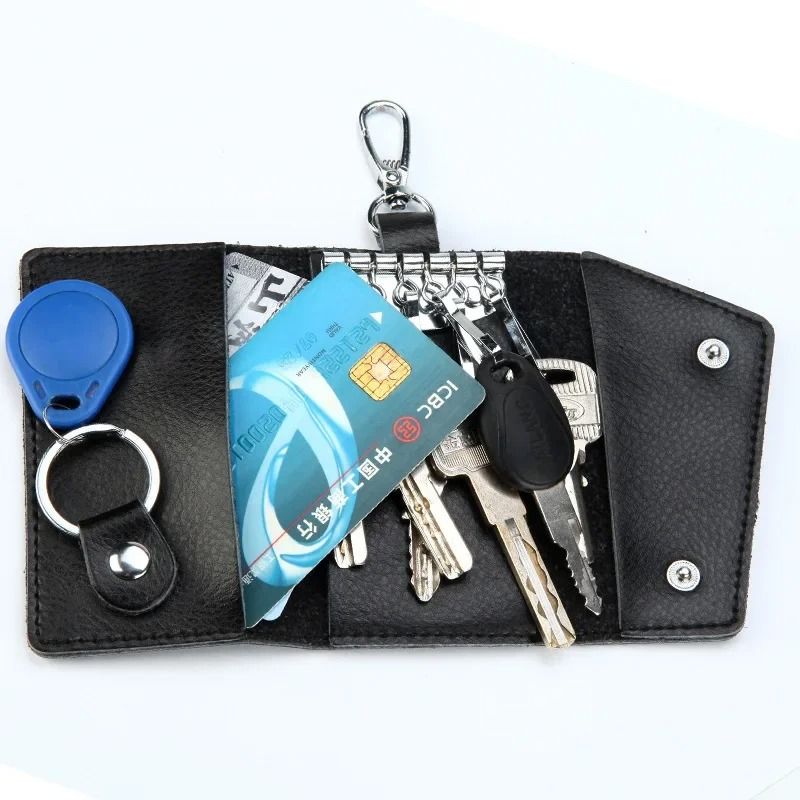 Genuine Leather Car Key Organizer Pouch Key Holder Wallet