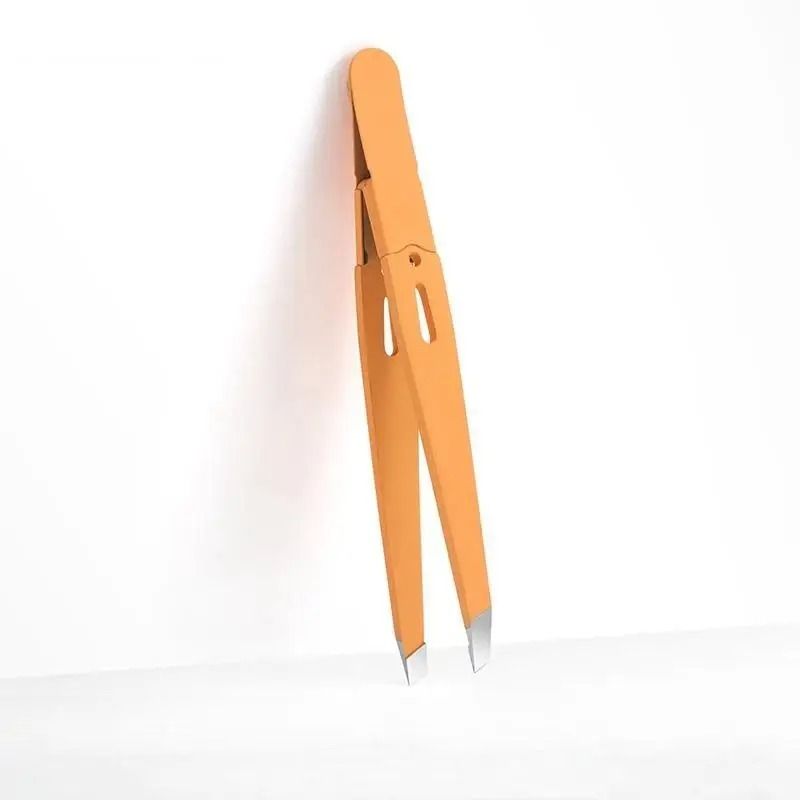 Precision Stainless Steel Slanted Eyebrow Tweezers for Hair Removal