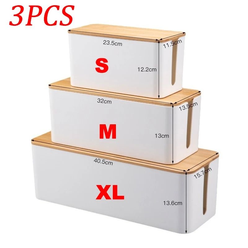 Wooden Cable Management Box for Power Strips and Cords