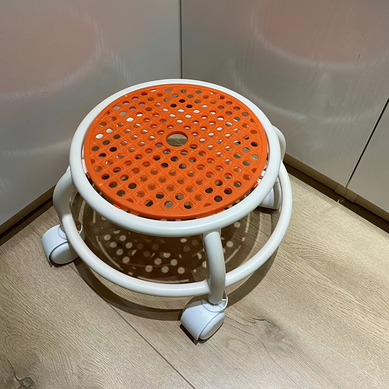 Rotating Circular Rolling Stool for Household Furniture, Silent Stool with Wheels