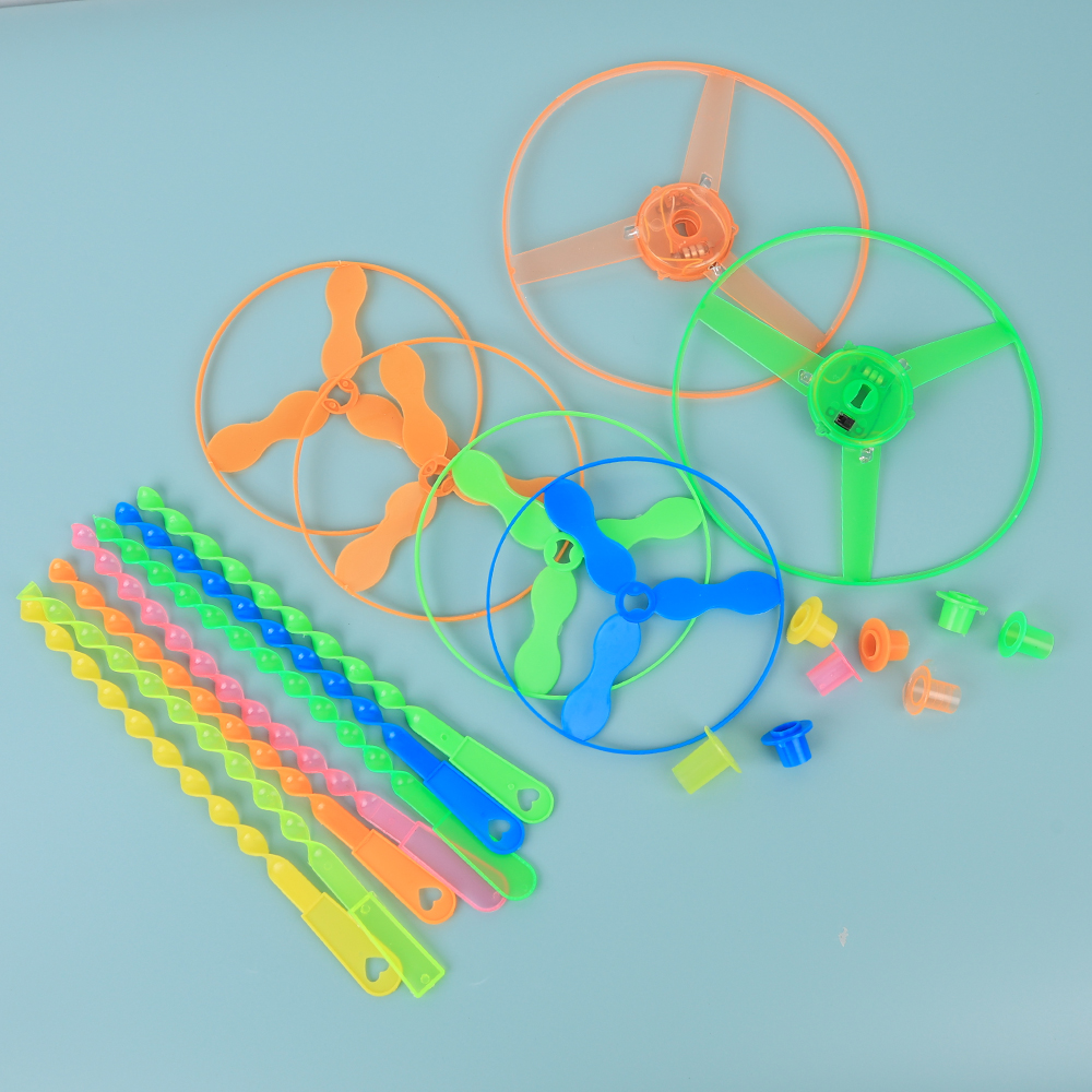Kids Flying Helicopter Toy Hand Powered Bamboo Dragonfly Spinner