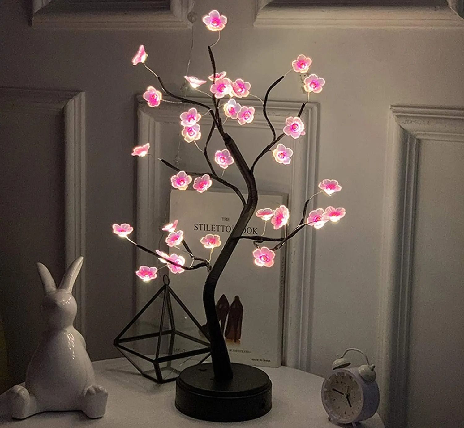 Artificial Bonsai Desktop Tree Lamp – USB/Battery Powered LED Night Light