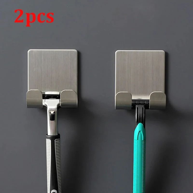 Stainless Steel Razor Holder Hooks for Bathroom Storage