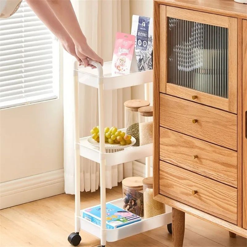 RollEase Storage Trolley – Rolling Storage Cart with Handlebar & Multi-Layer Shelves for Home Organization