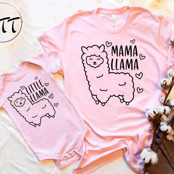Mommy and Me Mama Llama Matching Shirts Set