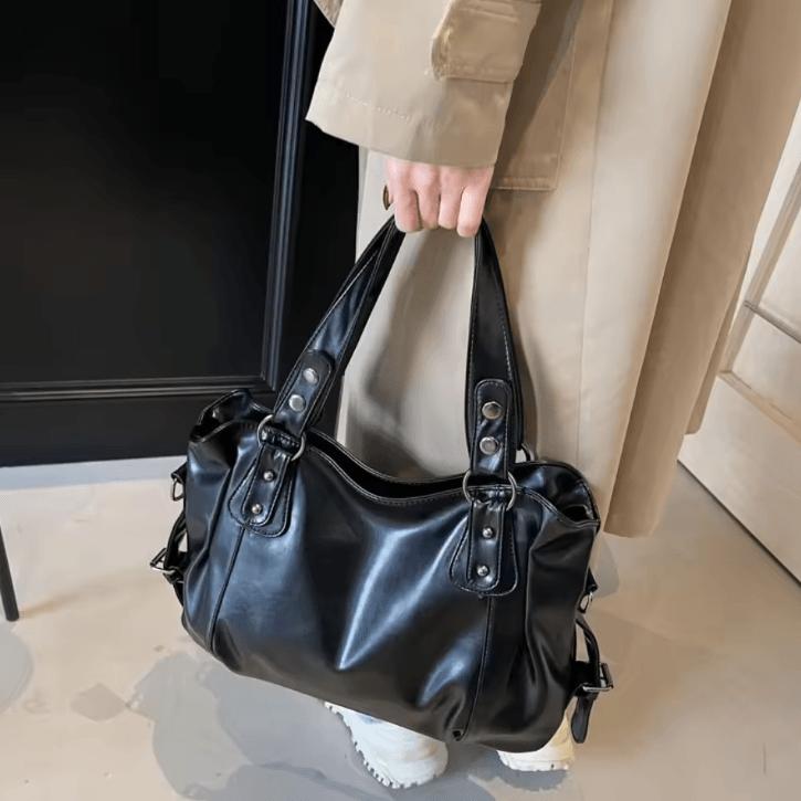 Retro Large Capacity Shoulder Bag for Women Classic Luxury PU Leather Tote and Crossbody
