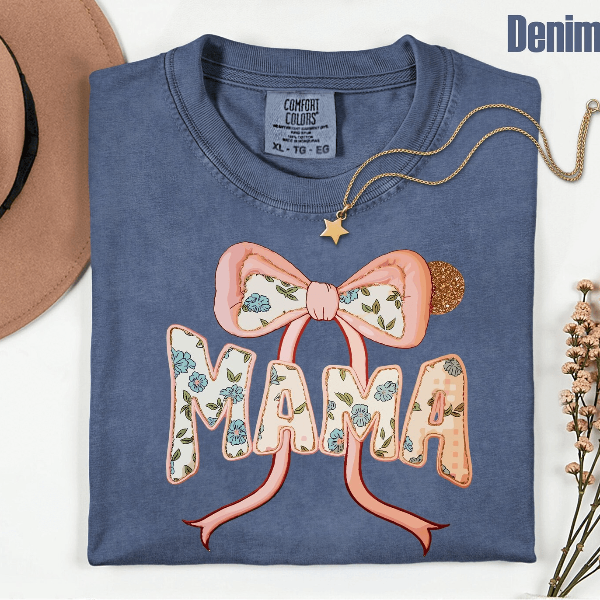 Comfort Colors Mama Bow Shirt Cute Mom Life Tee Coquette Style Mom Shirt