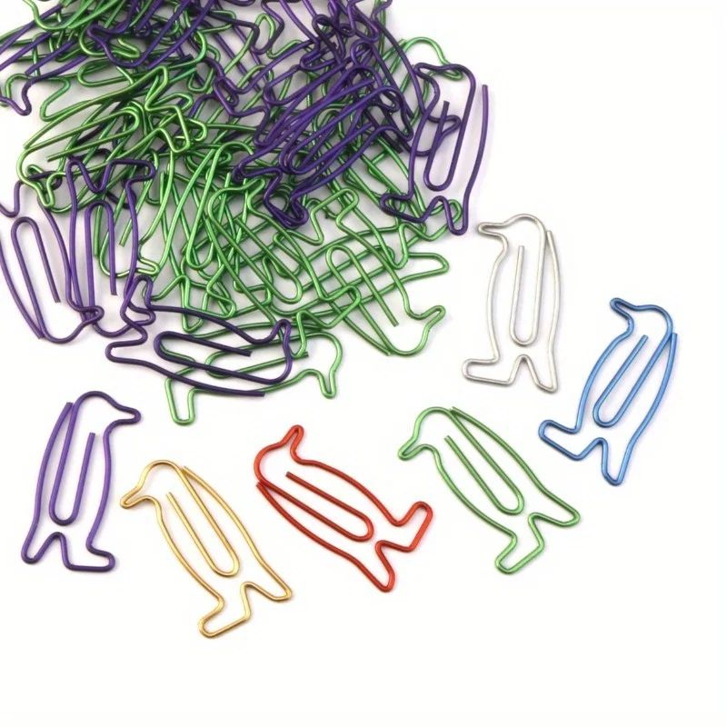 Penguin Paper Clips Set (30pcs) Cute Animal Bookmark Clips for Books, Planners, and Office