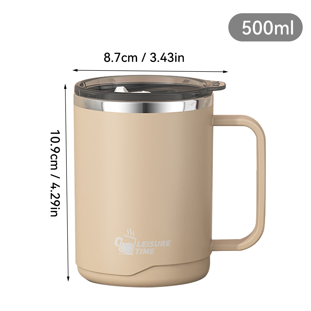 Double Wall Stainless Steel Travel Mug with Handle Leakproof Large Capacity Insulated Coffee Mug