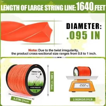Weed Eater String Trimmer Line 1640 ft Premium Twisted Trimmer Line 5 lb Spool