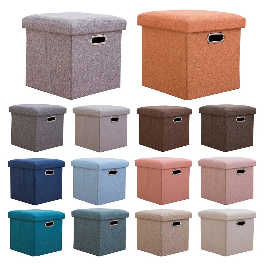 Folding Storage Ottoman Cube – Collapsible Footrest Stool with Padded Lid for Living Room & Dorm