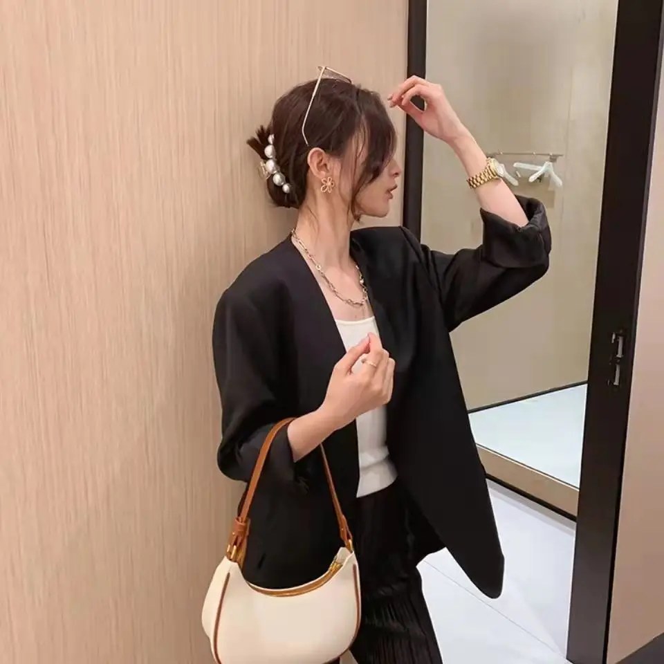French High-End Fashionable Underarm Shoulder Bag, Soft PU Leather, Trendy Square Shape, Internal Zipper Pock for Women