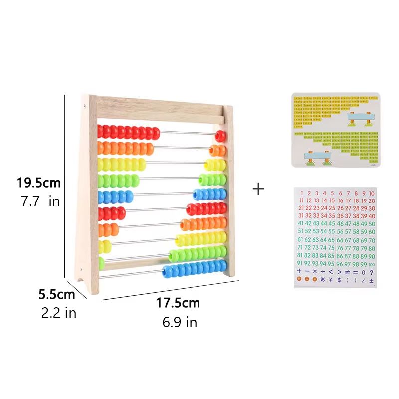 wooden abacus for kids Montessori counting toy with rainbow counting beads