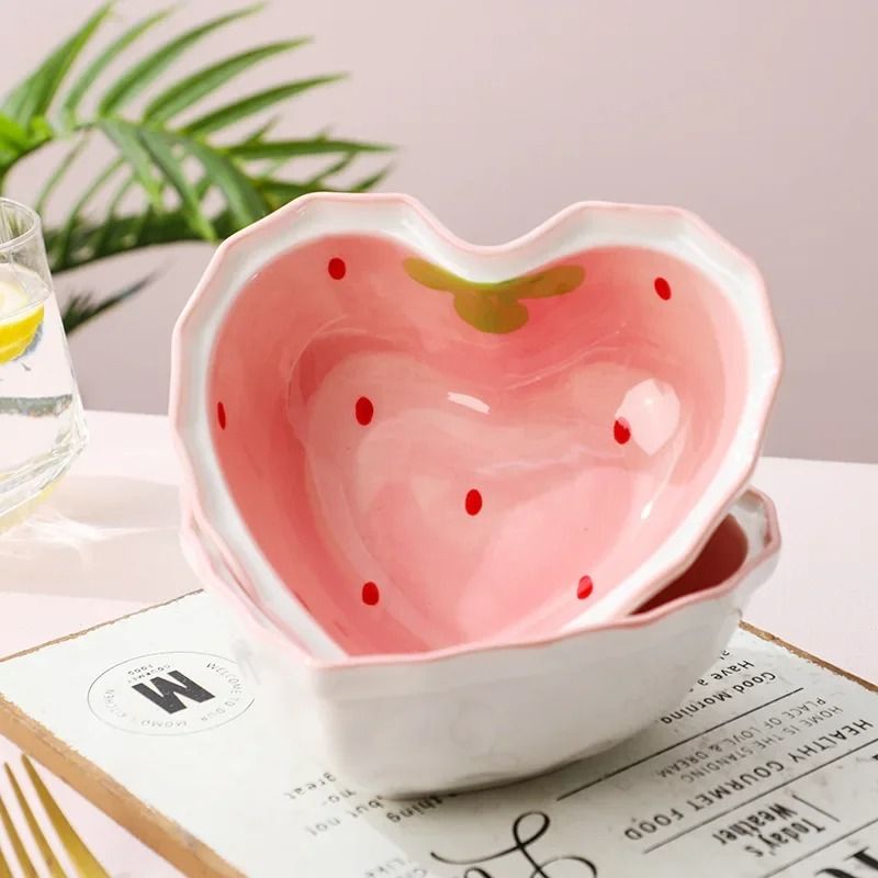 Strawberry Ceramic Bowl with Spoon