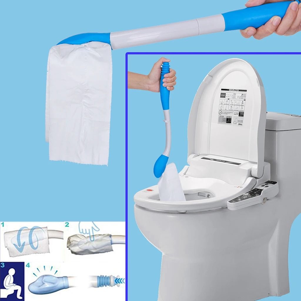 Toilet Aids for Wiping Long Handle Self Wipe Assist Holder with Toilet Paper Grip