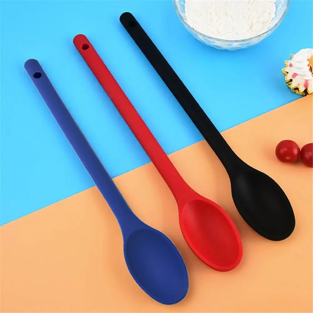 Long Handle Silicone Cooking Spoon for Salad Mixing and Nonstick Serving