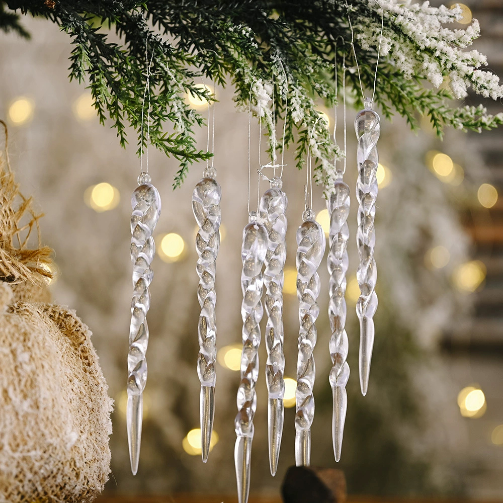 Holiday Home Party Decor, Crystal Clear Ice Pendants Christmas Tree Ornaments, Icicle Xmas Decorations
