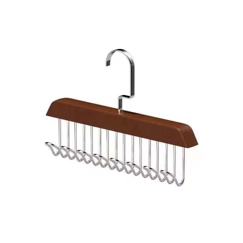 Classic Wood 8-Hook Closet Organizer – Premium Solid Wood Hanger Rack for Belts, Bras & Accessories