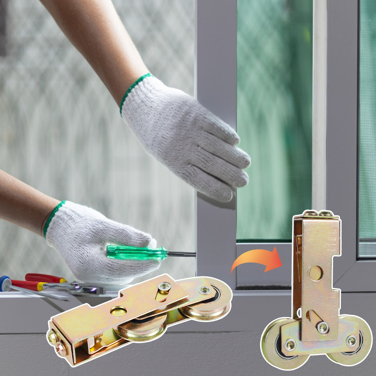 Double Wheel Sliding Patio Door Rollers, Sturdy Sliding Door Tandem Roller Assembly Kit with Ball Bearing for Window