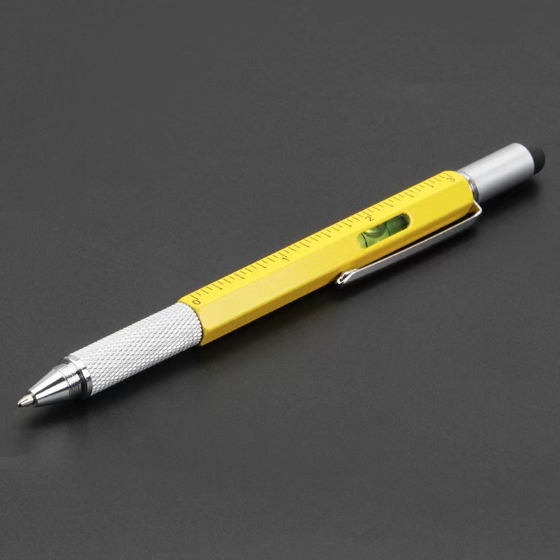 Multifunction Ballpoint Pen with Ruler, Screwdriver, Stylus, and Spirit Level