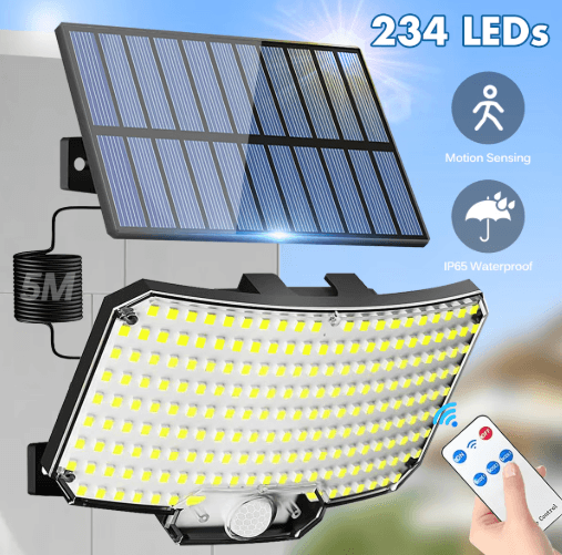 234 LED Solar Motion Sensor Flood Lights – Waterproof Outdoor Security Lights with Remote