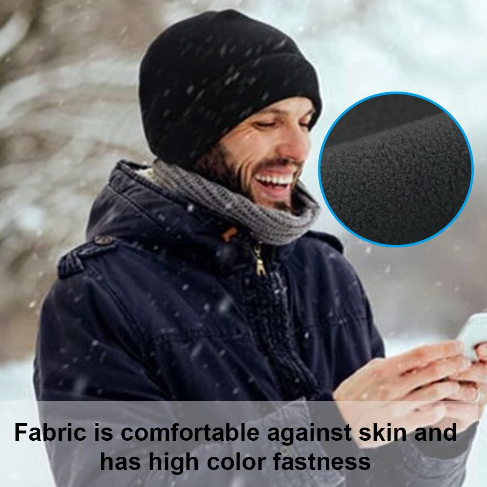 Unisex Outdoor Beanie Cap, Warm Winter Skull Cap with Soft Polar Fleece, Thick Windproof Ski Hat
