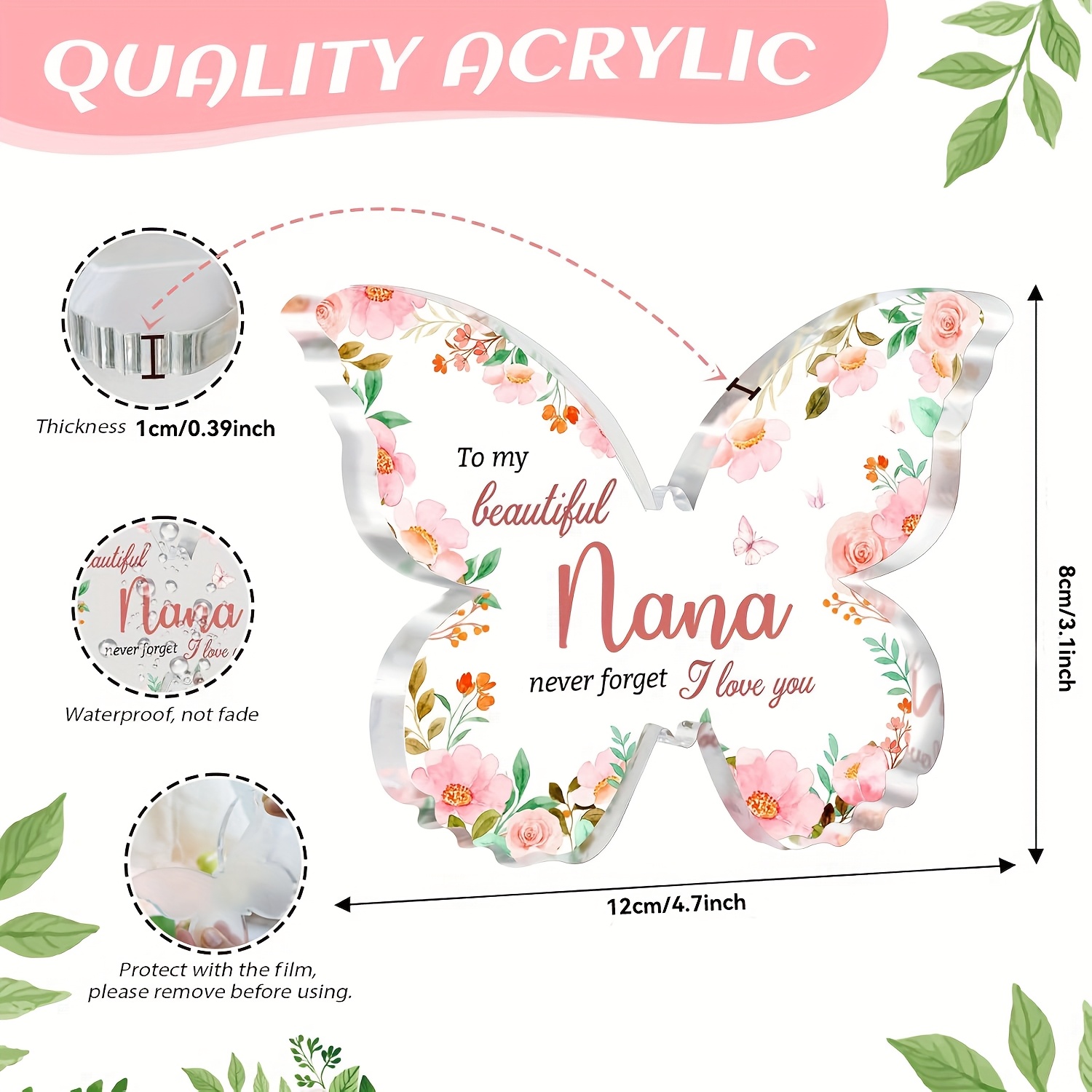 Decorative Plaque Butterfly, Appreciative Gifts for Nana, Special Gift Plaque