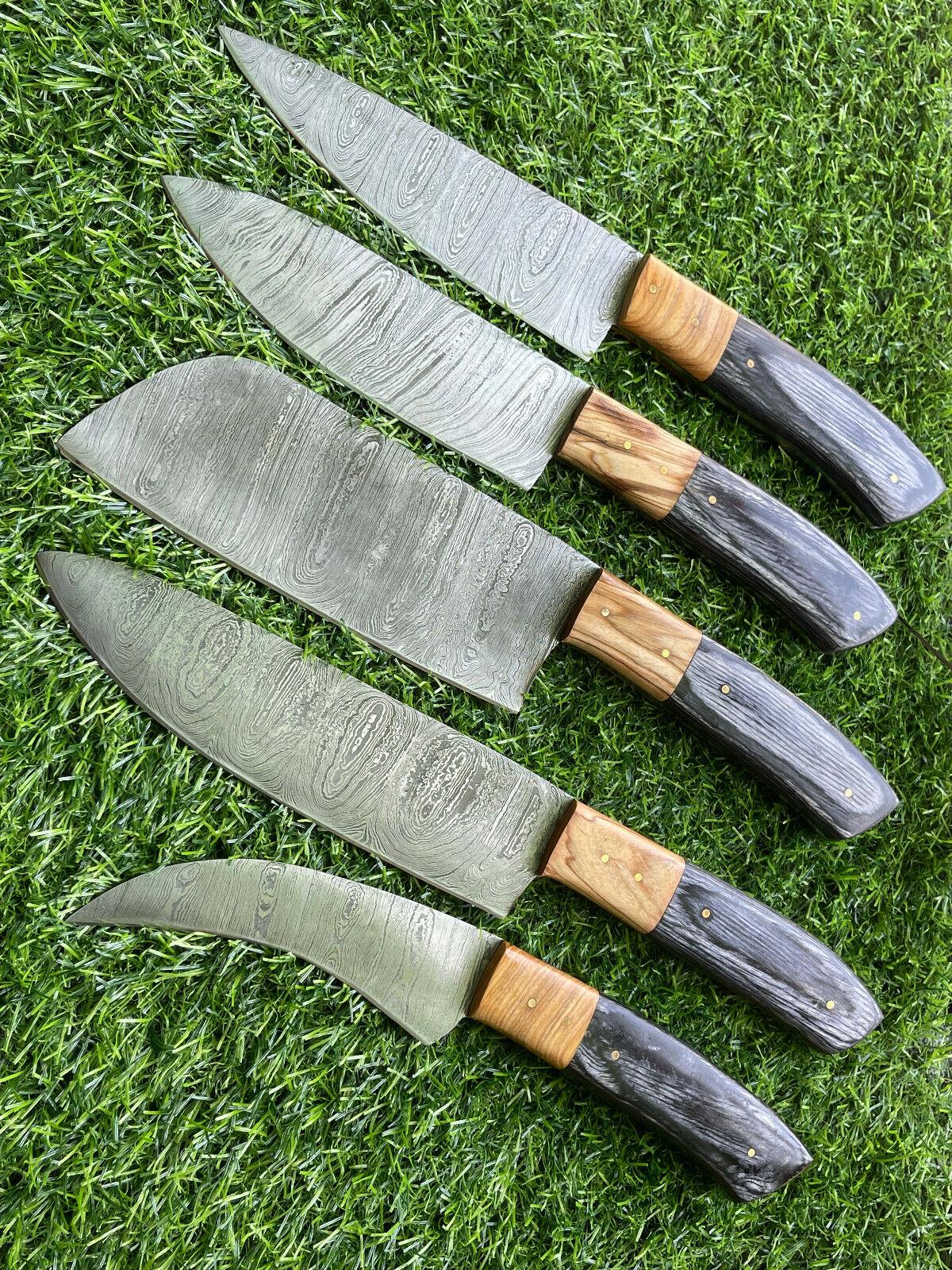 High Quality Handmade Damascus Steel Knives – Chef Set of 5