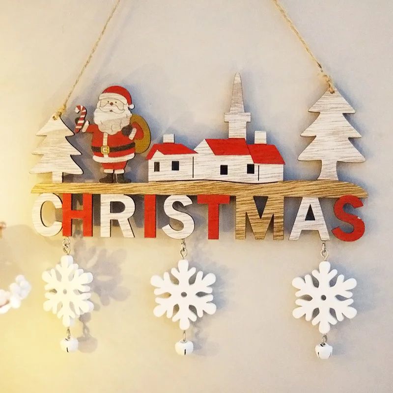 Wooden Santa Snowman Reindeer Christmas Door Hanging Sign