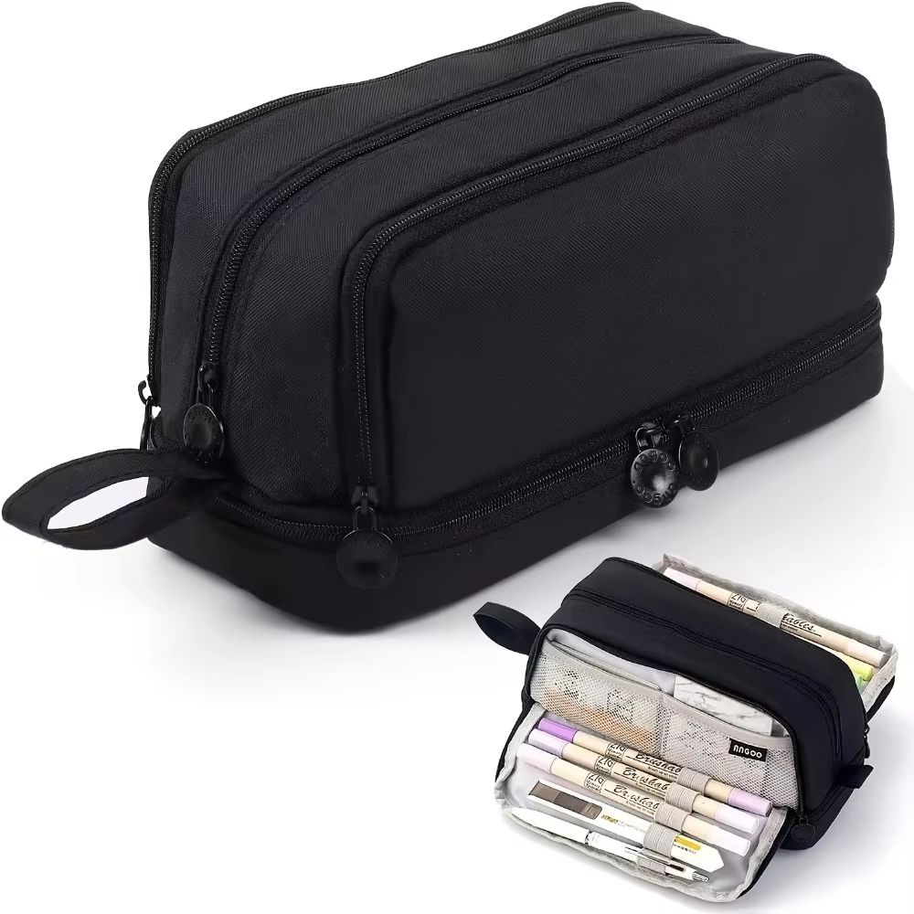 Multi-Compartment Large Capacity Pencil Case with Transparent Partition