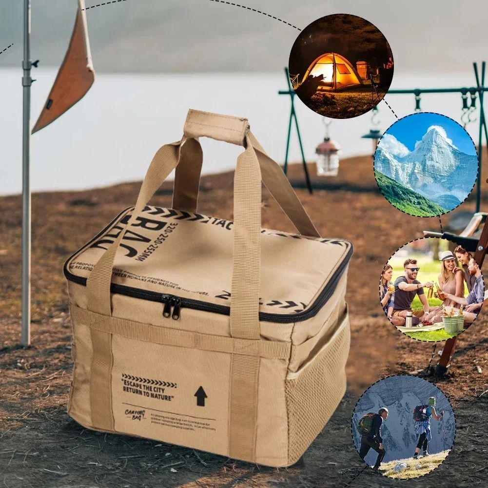 30 42L Camping Storage Bag Insulated Folding Box Tableware Handbag Tactical Picnic Organizer