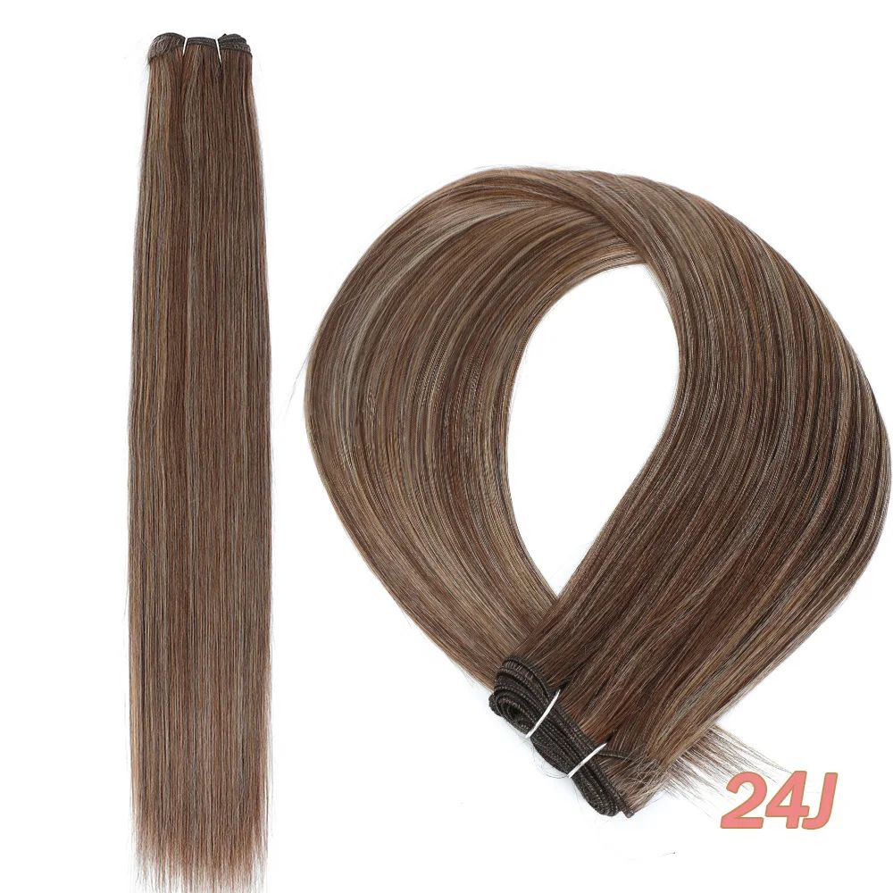 32-Inch Ombre Straight Synthetic Hair Bundles, 200g Heat-Style Weft Extensions (Highlights & Grey Options)