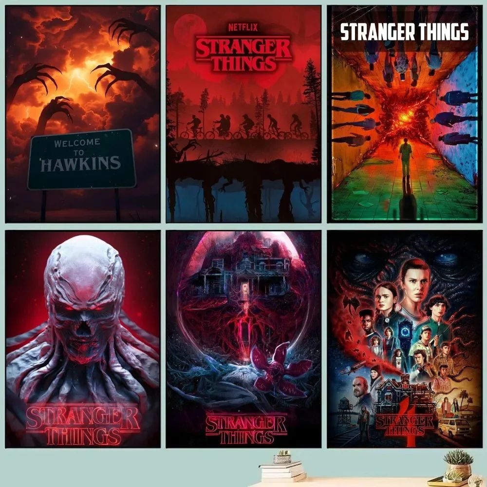 Stranger Things Canvas Wall Art Vintage TV Series Poster Decor for Room and Cafe