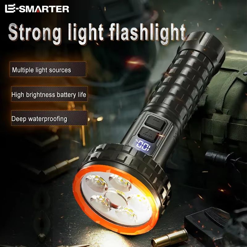 Rechargeable Powerful LED Flashlight With USB-C Portable Outdoor Torch