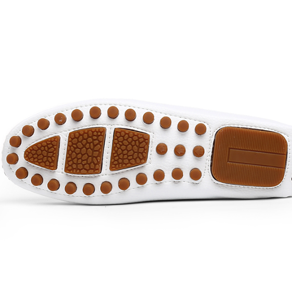 Men's Handmade PU Leather Loafers, Casual Slip-on Moccasins, Luxury Driving Flats, Comfy White Shoes for Men