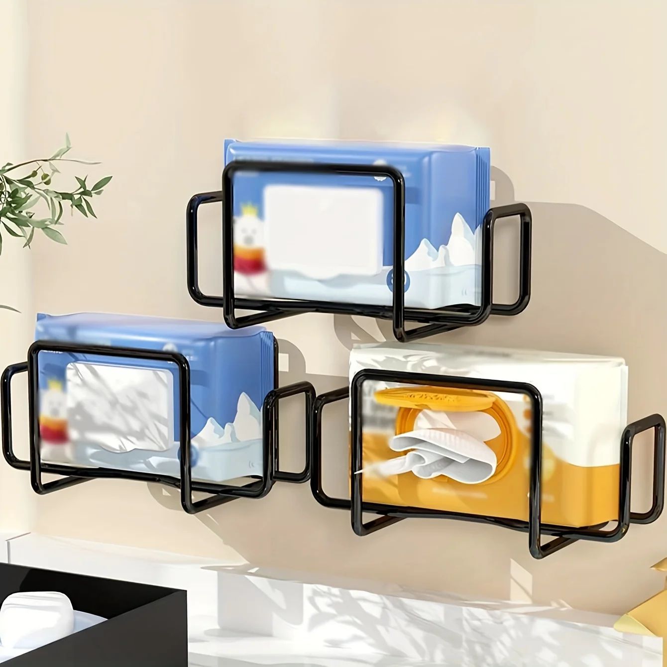 IronHold Wall Mount Paper Towel Dispenser – Non-Drill Adhesive Tissue & Wet Wipe Storage Box Organizer